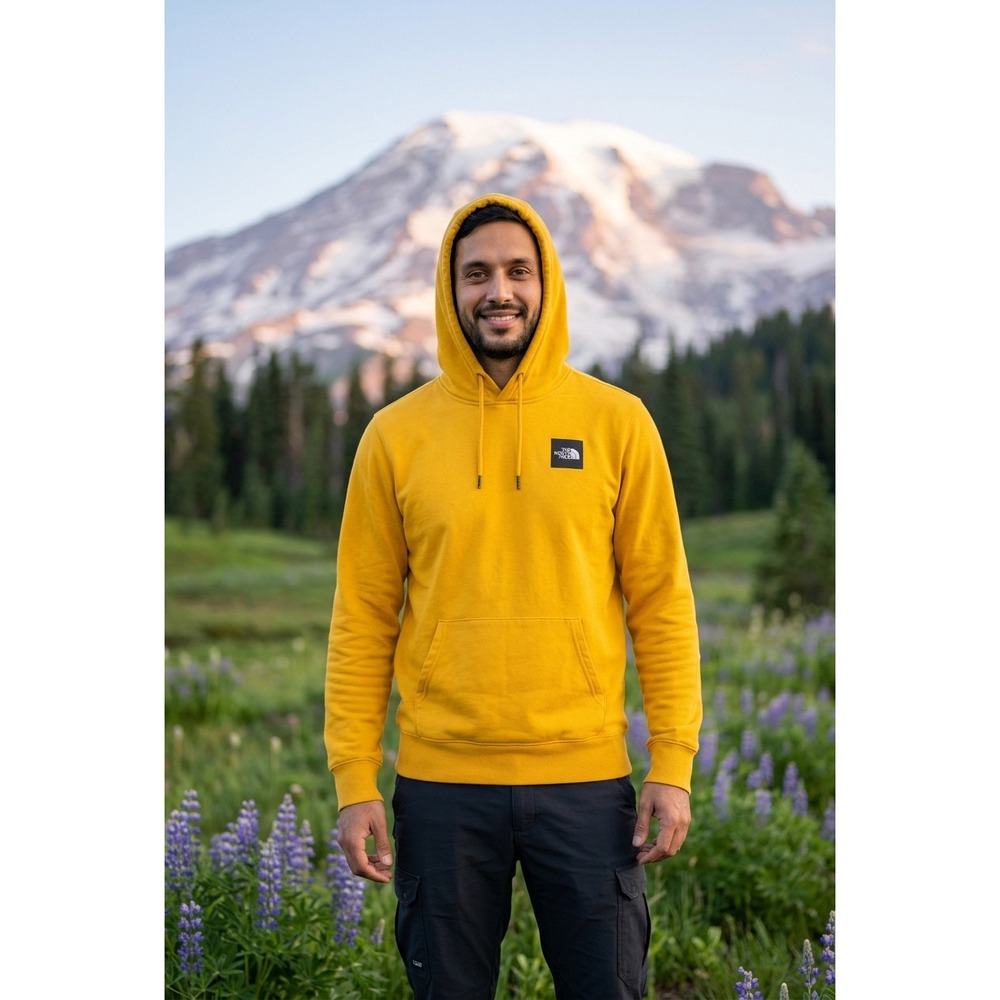 The North Face Mens Box NSE Pullover Hoodie Yellow Size Medium NF0A4761